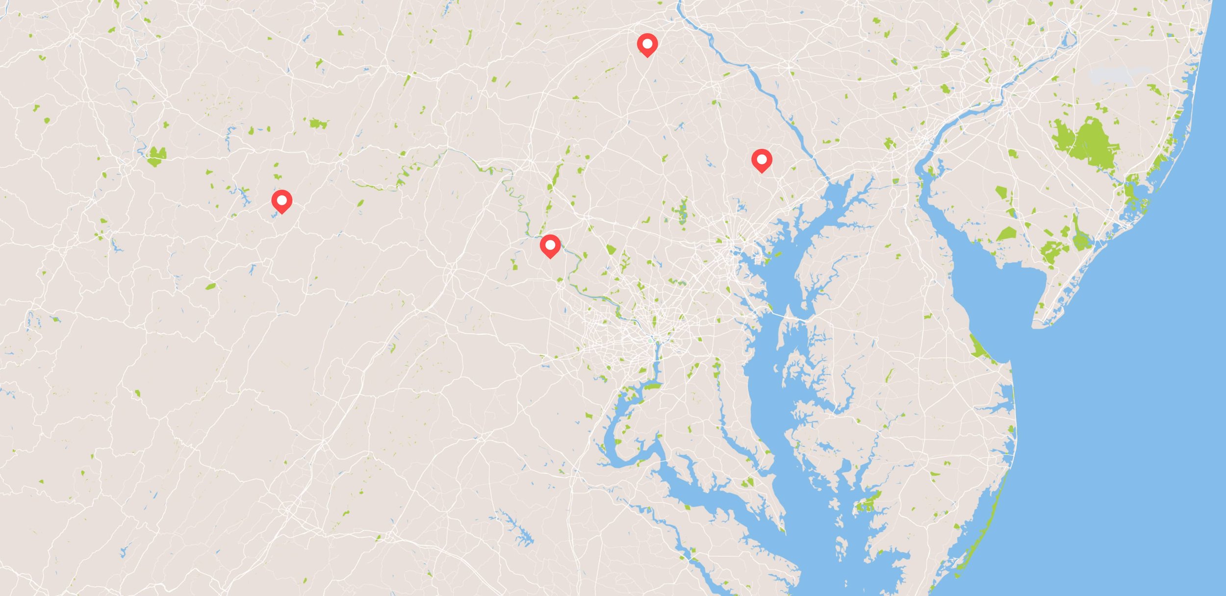 Map showing OneMove service area across Pennsylvania, Maryland, Virginia, and West Virginia